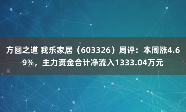 方圆之道 我乐家居（603326）周评：本周涨4.69%，主力资金合计净流入1333.04万元